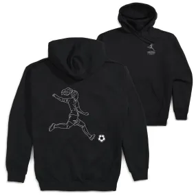 Soccer Hooded Sweatshirt - Soccer Girl Player Sketch (Back Design) 